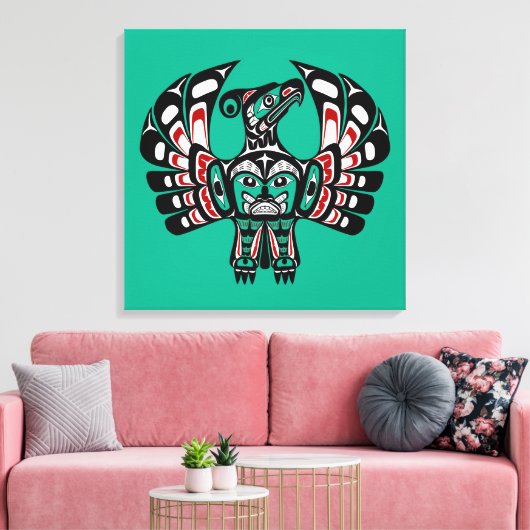 Native American Red Black Haida Art Thunderbird Canvas Afdruk (Insitu (Woonkamer))