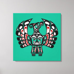 Native American Red Black Haida Art Thunderbird Canvas Afdruk