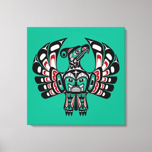 Native American Red Black Haida Art Thunderbird Canvas Afdruk (Voorkant)