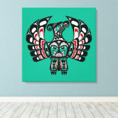Native American Red Black Haida Art Thunderbird Canvas Afdruk (Insitu (Houten vloer))