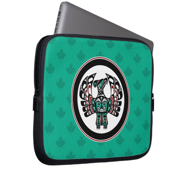 Native American Red Black Haida Art Thunderbird Laptop Sleeve (Voorkant Rechts)