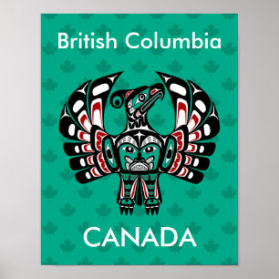 Native American Red Black Haida Art Thunderbird Poster