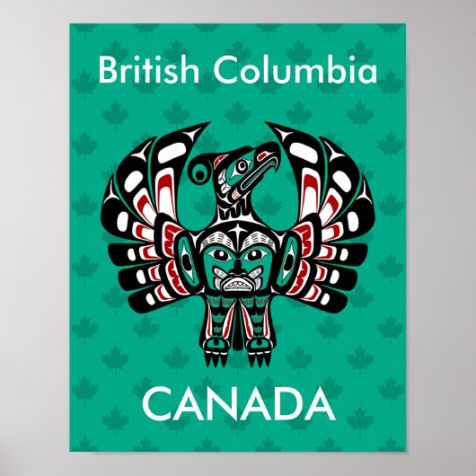 Native American Red Black Haida Art Thunderbird Poster (Voorkant)