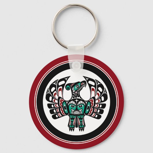 Native American Red Black Haida Art Thunderbird Sleutelhanger (Voorkant)