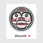 Native American Red Black Haida Huilende schedel Sticker (Vel)
