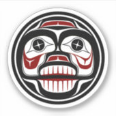 Native American Red Black Haida Huilende schedel Sticker (Voorkant)