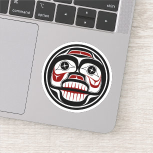 Native American Red Black Haida Huilende schedel Sticker