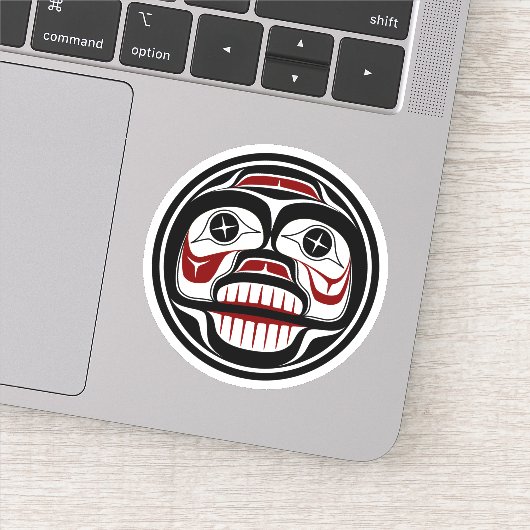 Native American Red Black Haida Huilende schedel Sticker (Detail)