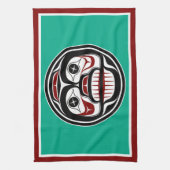 Native American Red Black Haida Huilende schedel Theedoek (Verticaal)