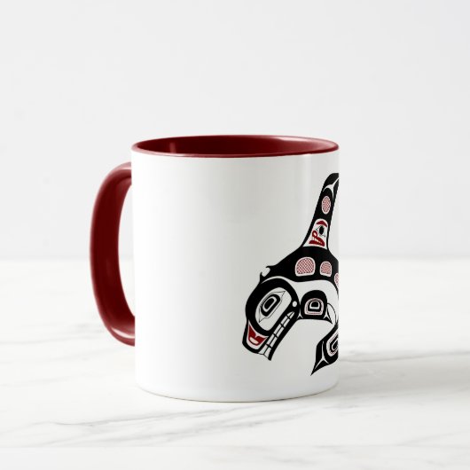 Native American Red Black Haida Orca Killer Whale Mok (Voorkant links)