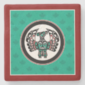 Native American Red Black Haida Thunderbird Stenen Onderzetter (Voorkant)