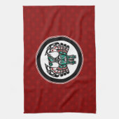 Native American Red Black Haida Thunderbird Theedoek (Verticaal)