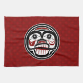 Native American Red Black Haida Weeping Skull Theedoek (Horizontaal)