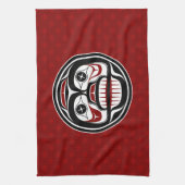 Native American Red Black Haida Weeping Skull Theedoek (Verticaal)