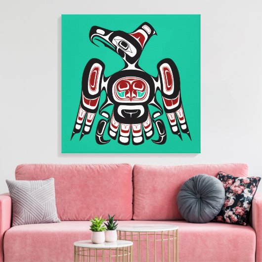 Native American Red Black Kaigani Thunderbird Canvas Afdruk (Insitu (Woonkamer))