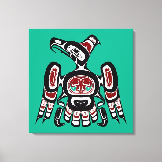 Native American Red Black Kaigani Thunderbird Canvas Afdruk (Voorkant)