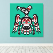 Native American Red Black Kaigani Thunderbird Canvas Afdruk (Insitu (Houten vloer))