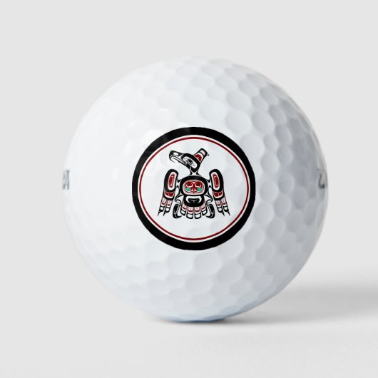 Native American Red Black Kaigani Thunderbird Golfballen (Voorkant)