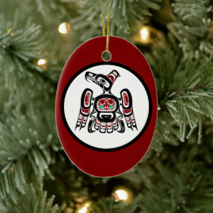 Native American Red Black Kaigani Thunderbird Keramisch Ornament