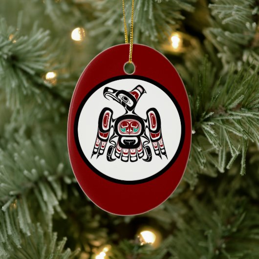 Native American Red Black Kaigani Thunderbird Keramisch Ornament (Boom)