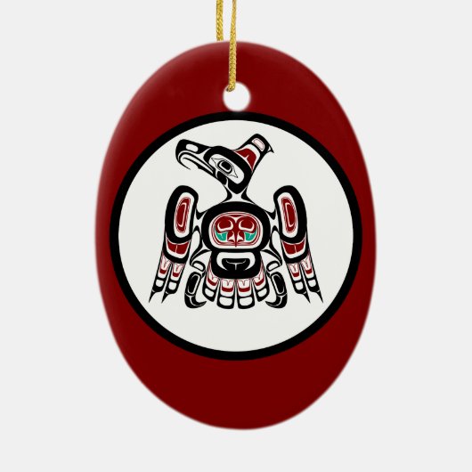 Native American Red Black Kaigani Thunderbird Keramisch Ornament (Achterkant)