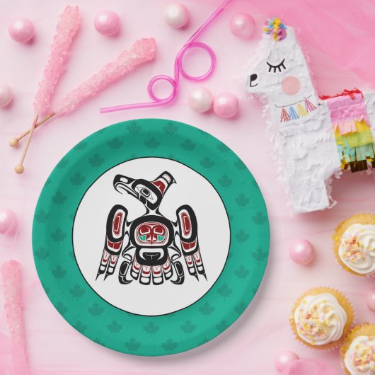 Native American Red Black Kaigani Thunderbird Papieren Bordje (Feest)