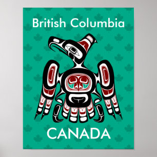 Native American Red Black Kaigani Thunderbird Poster