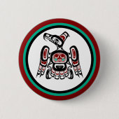 Native American Red Black Kaigani Thunderbird Ronde Button 5,7 Cm (Voorkant)
