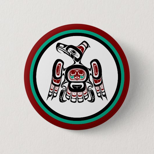 Native American Red Black Kaigani Thunderbird Ronde Button 5,7 Cm (Voorkant)