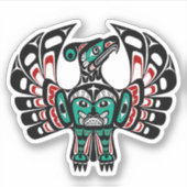 Native American Red Black Kaigani Thunderbird Sticker (Voorkant)