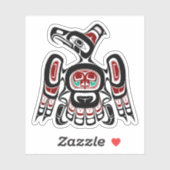 Native American Red Black Kaigani Thunderbird Sticker (Vel)