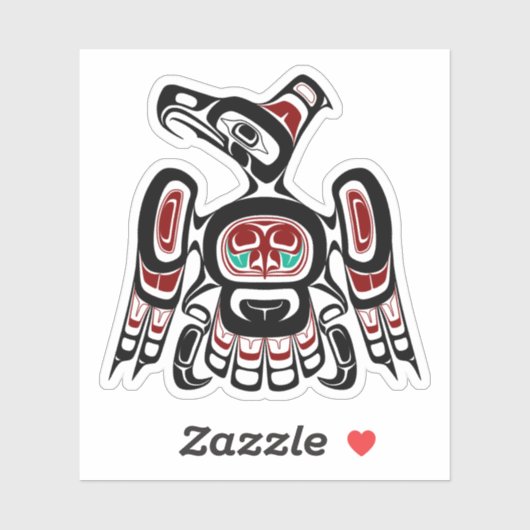 Native American Red Black Kaigani Thunderbird Sticker (Vel)