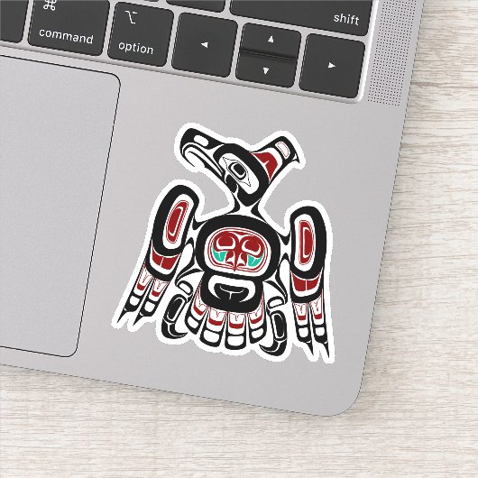 Native American Red Black Kaigani Thunderbird Sticker (Detail)