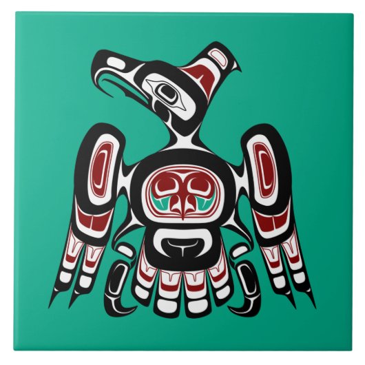Native American Red Black Kaigani Thunderbird Tegeltje (Voorkant)