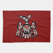 Native American Red Black Kaigani Thunderbird Theedoek (Horizontaal)