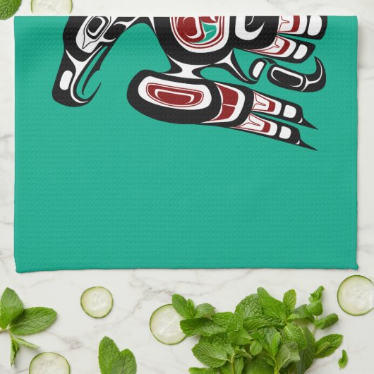 Native American Red Black Kaigani Thunderbird Theedoek (Gevouwen)