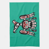 Native American Red Black Kaigani Thunderbird Theedoek (Verticaal)