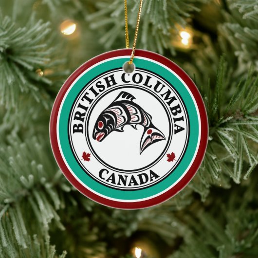 Native American Red Black Salmon Keramisch Ornament (Boom)