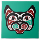 Native American Red Black Vector Art Kat Tegeltje (Voorkant)