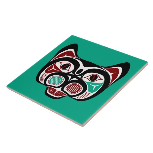 Native American Red Black Vector Art Kat Tegeltje (Zijkant)