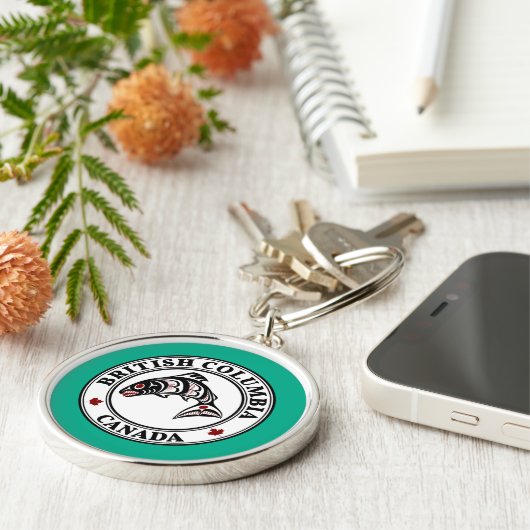 Native American Red Black Vector Art Salmon Sleutelhanger (Zijkant)