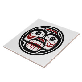 Native American Red Black Vector Art Weeping Skull Tegeltje