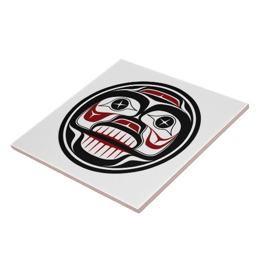 Native American Red Black Vector Art Weeping Skull Tegeltje (Zijkant)