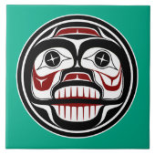 Native American Red Black Vector Art Weeping Skull Tegeltje (Voorkant)