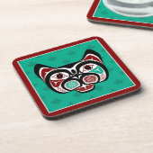 Native American Red Black Vector Graphics Kitty Be Bier Onderzetter (Linkerzijde)