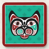 Native American Red Black Vector Graphics Kitty Be Bier Onderzetter (Voorkant)