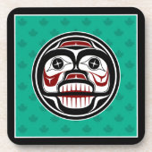 Native American Red Black White Art Huilende sched Bier Onderzetter (Voorkant)