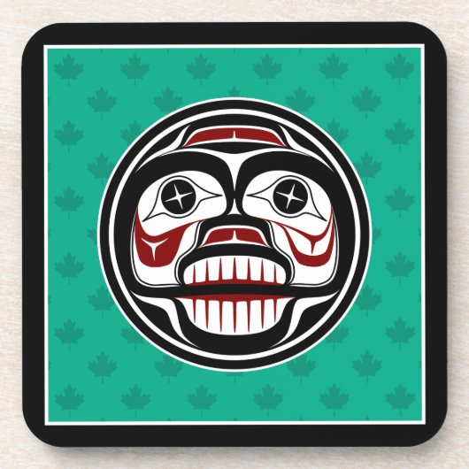 Native American Red Black White Art Huilende sched Bier Onderzetter (Voorkant)