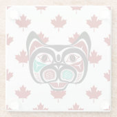 Native American Red Black White Vector Art Kat Glazen Onderzetter (Achterkant)