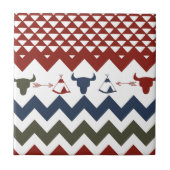 Native American Red Blue Chevron Tipi Skulls Arrow Tegeltje (Voorkant)